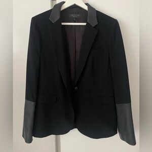 rag & bone Black Blazer with Leather Collar